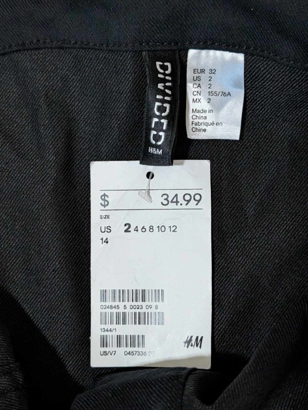 NWT H&M Divided Black Denim Button-Front Pinafore Dress Size US 2 / EUR 32 - Picture 4 of 7